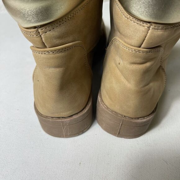 Twisted Timmy-22 women’s faux suede  combat boots with gold metallic tri… - Picture 3 of 8